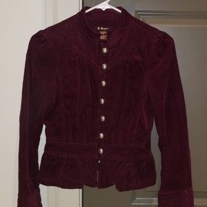 Burgundy textutes military jacket